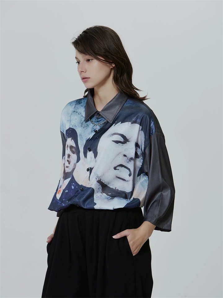 全幅印花長衫上衣