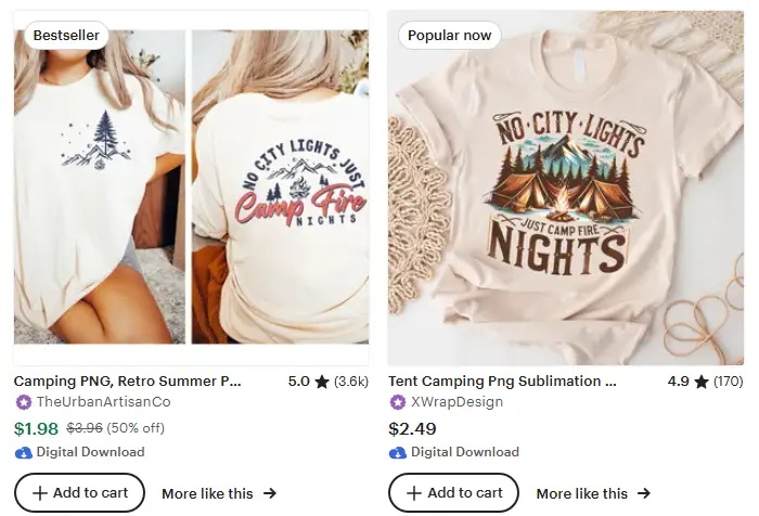 跨境選品思路，秋冬T恤設(shè)計元素推薦之秋季露營風(fēng)景設(shè)計